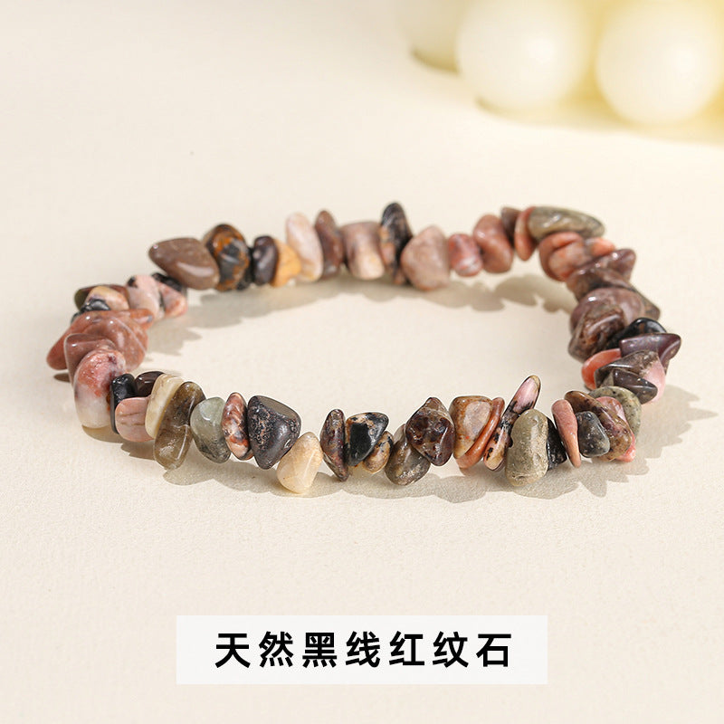 Wholesale natural crystal agate colorful gravel elastic bracelet